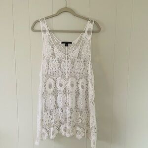 Fever White Crochet Sleeveless Blouse